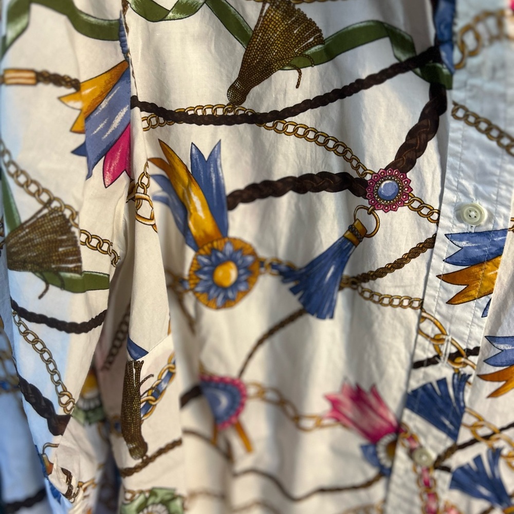 Talbots White Multicolor Chain Print Button Down … - image 6